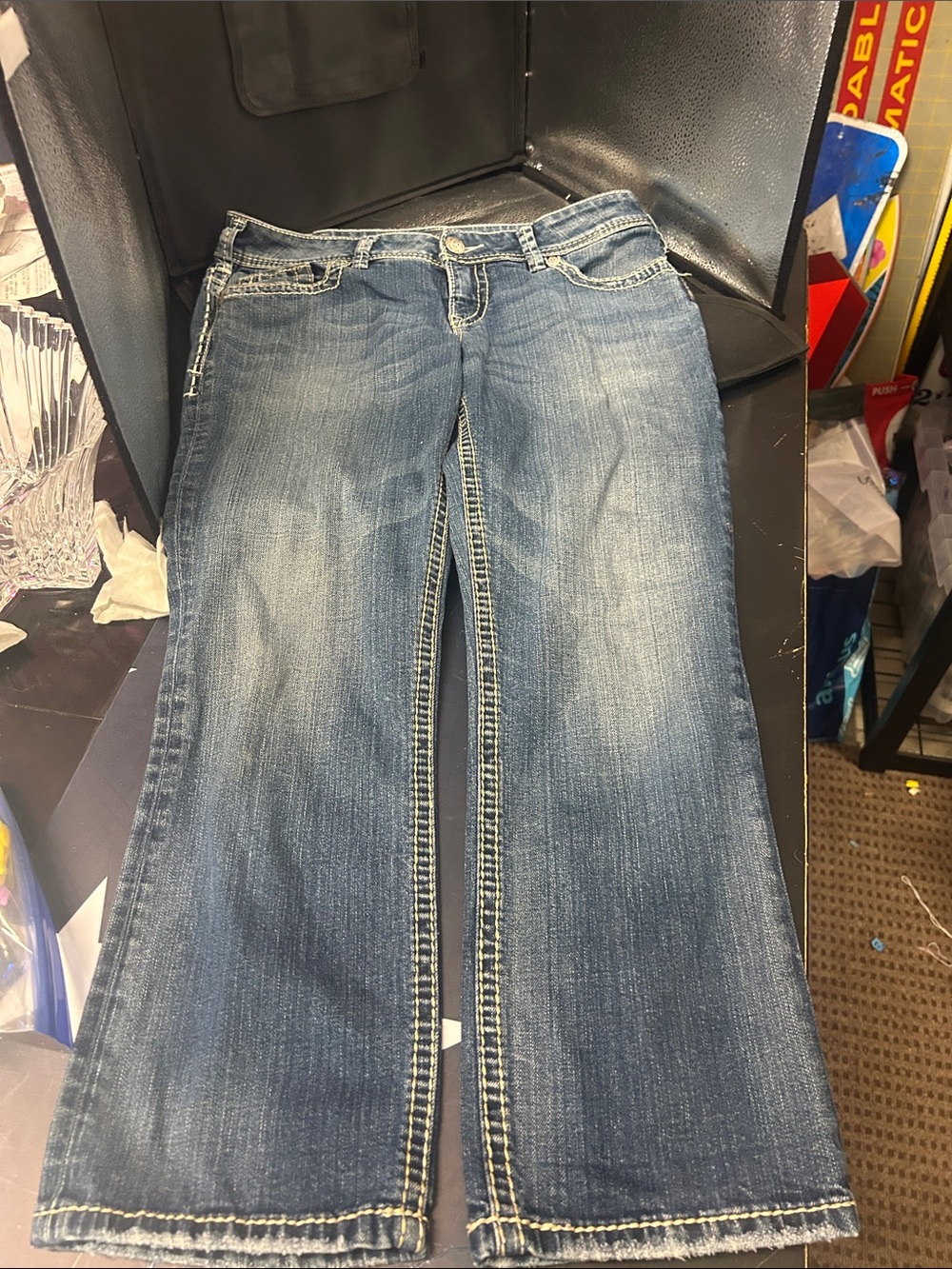 Silver Jeans Women's Faded Blue Wide-Leg Flare Jeans